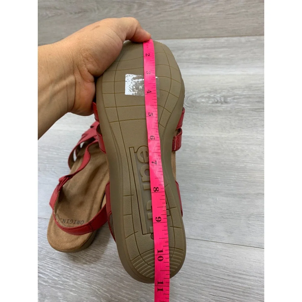 Earth Origins Berri Red Leather Fisherman Sandals Women's 10 Slingback Flat Shoe
